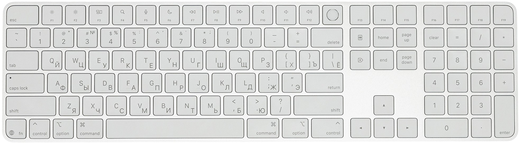 Клавиатура Apple Magic Keyboard Touch ID Numeric Keypad USB-C, белый