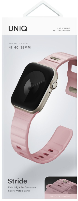 Ремешок Uniq Stride Rubber для Apple Watch 38/41 мм, силикон, розовый
