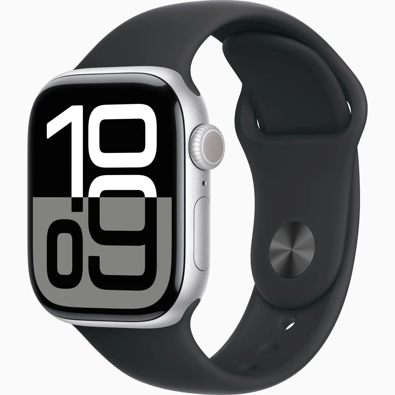 Смарт-часы Apple Watch Series 10 46mm Silver Aluminum Case with Black Sport Band, размер M/L