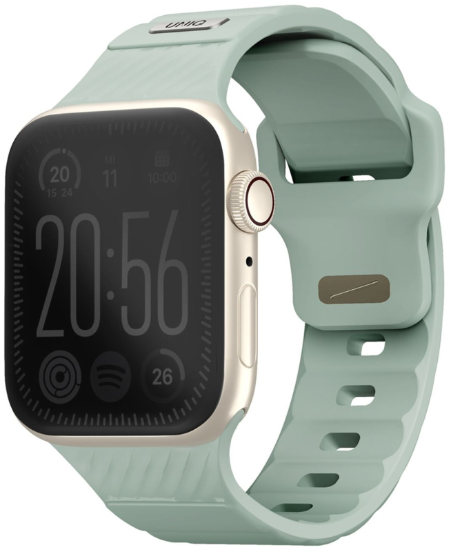 Ремешок Uniq Stride Rubber для Apple Watch 38/41 мм, силикон, серо-зеленый