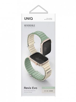 Ремешок Uniq Revix Evo для Apple Watch 38/41 мм, силикон, мятный/белый