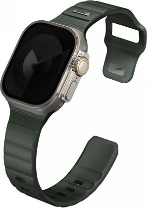 Ремешок Uniq Stride Rubber для Apple Watch 42/49 мм, силикон, темно-зеленый
