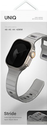 Ремешок Uniq Stride Rubber для Apple Watch 42/49 мм, силикон, серый