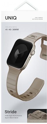 Ремешок Uniq Stride Rubber для Apple Watch 38/41 мм, силикон, бежевый