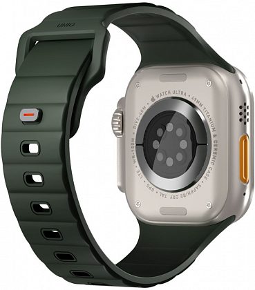 Ремешок Uniq Stride Rubber для Apple Watch 42/49 мм, силикон, темно-зеленый